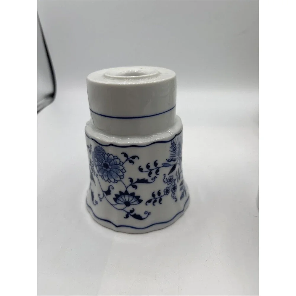 Blue Danube Blue white Porcelain Candle Stick Holder Replacement 4 3/4